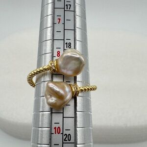 Gold Real Fresh Water Pearl Adjustable Ring